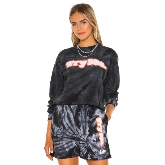 Sami Ryan Revolve Crewneck Sweatshirt Try Me Black Tie Dye NEW. - Picture 4 of 8